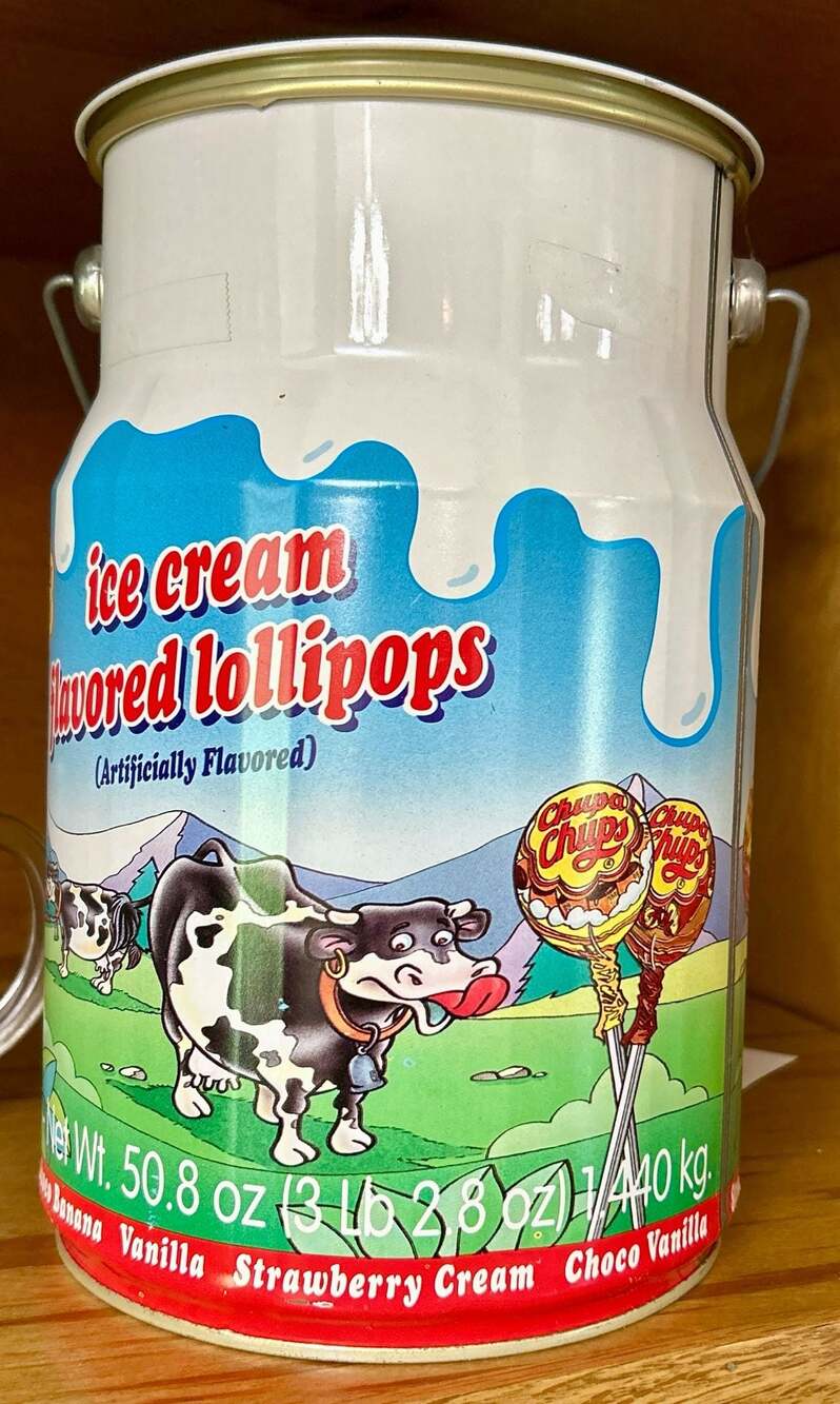 Chupa Chups Vintage Ice Cream Flavored Lollipops Milk Pail Metal Tin Can